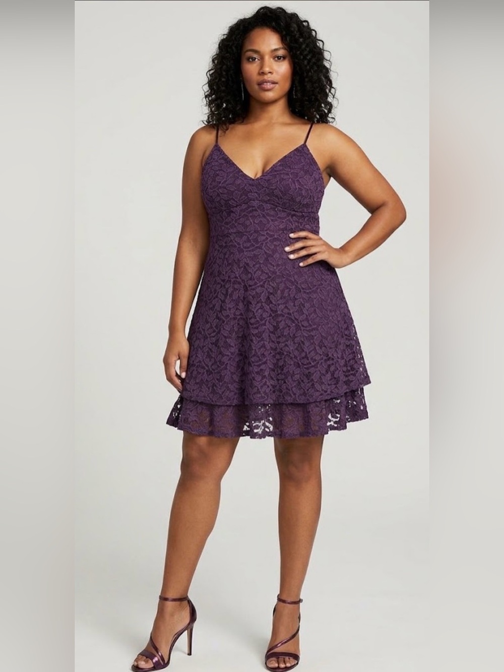 Emerald Sundae Purple Lace Mini Dress